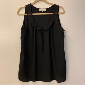 Loft Black Sleeveless Lace Tank Top in M